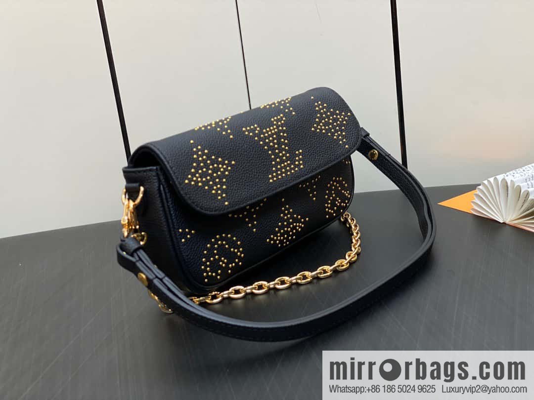 [Premium‑quality] M82653 black full leather willow nail chain bag series Wallet on Chain Ivy handbag