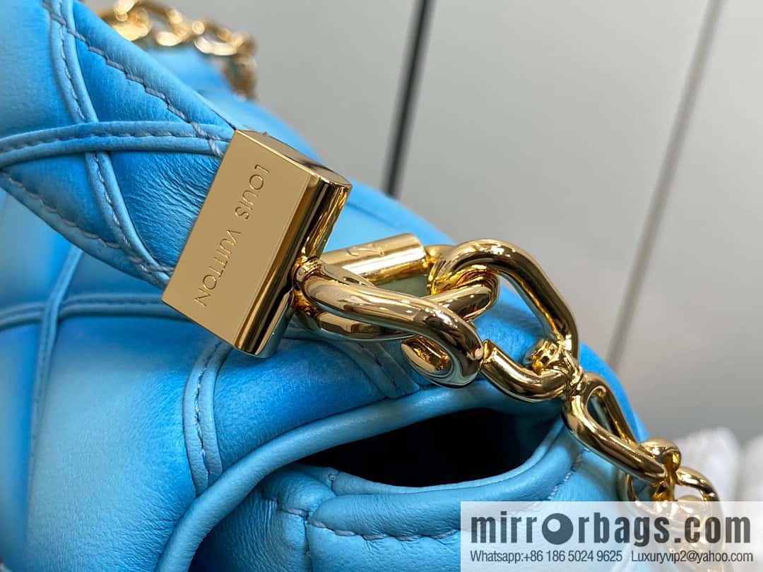 [Boutique‑grade] M22891 water blue, full leather rhombus chain bag series GO-14 Teist medium handbag M22890 GO-14 medium handbag