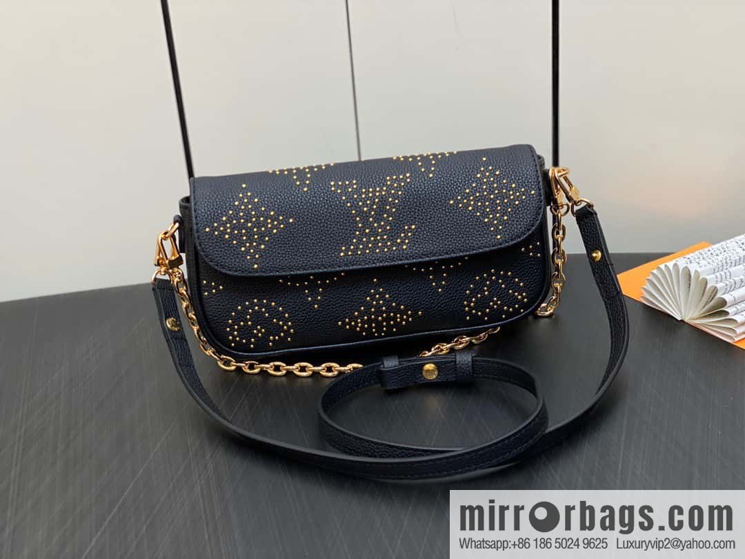 [Premium‑quality] M82653 black full leather willow nail chain bag series Wallet on Chain Ivy handbag