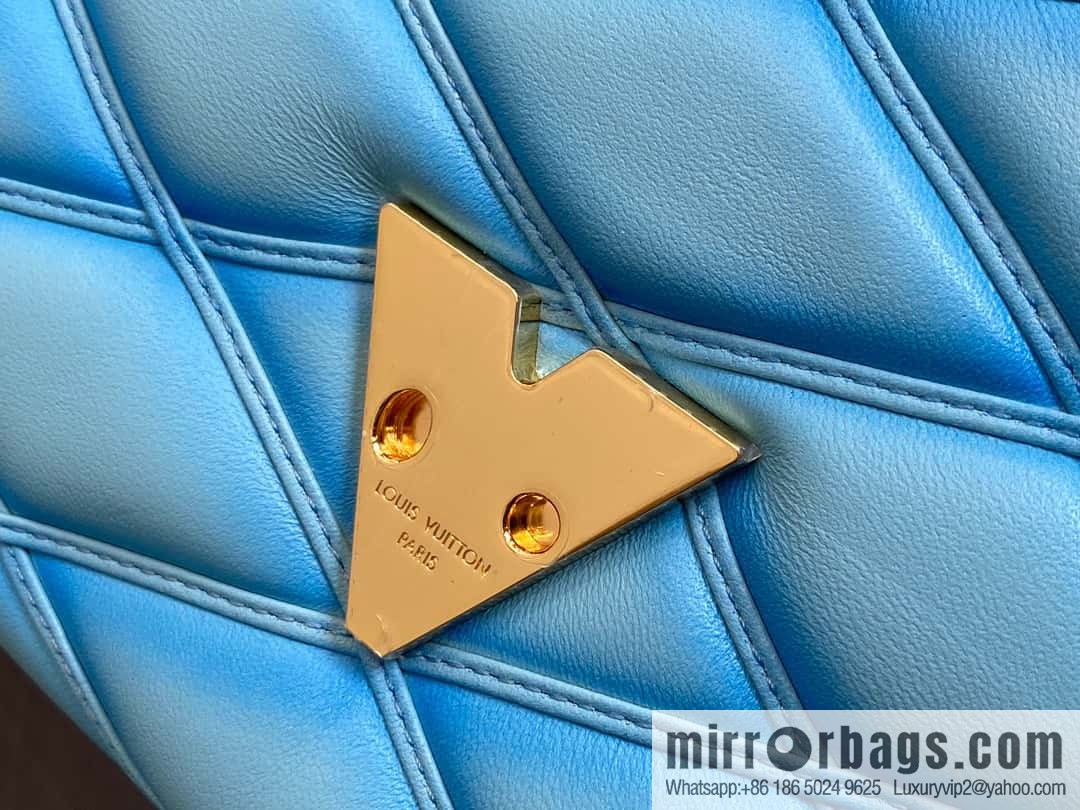[Boutique‑grade] M22891 water blue, full leather rhombus chain bag series GO-14 Teist medium handbag M22890 GO-14 medium handbag