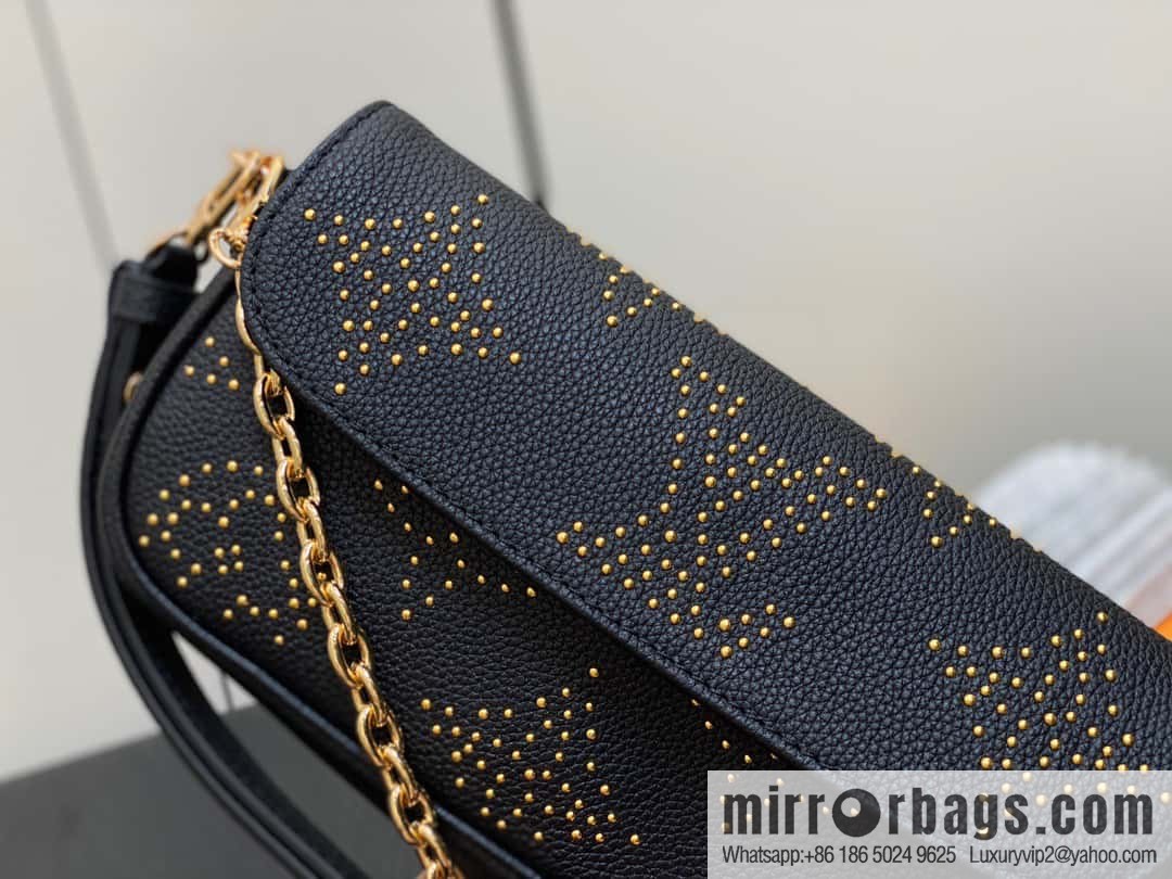 [Premium‑quality] M82653 black full leather willow nail chain bag series Wallet on Chain Ivy handbag