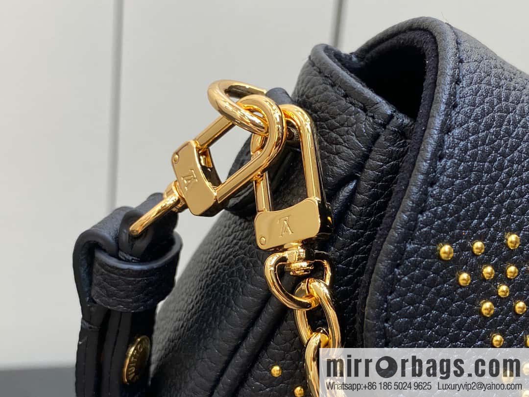 [Premium‑quality] M82653 black full leather willow nail chain bag series Wallet on Chain Ivy handbag