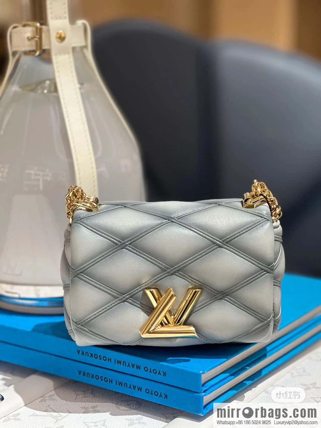 [Boutique‑grade] M23526 haze blue M82752 full leather chain bag series PICO GO-14 handbag Pico GO-14 handbag