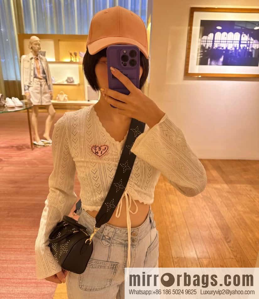 [Premium‑quality] M46745 black full leather willow nail pillow bag speedy series Nano Speedy handbag