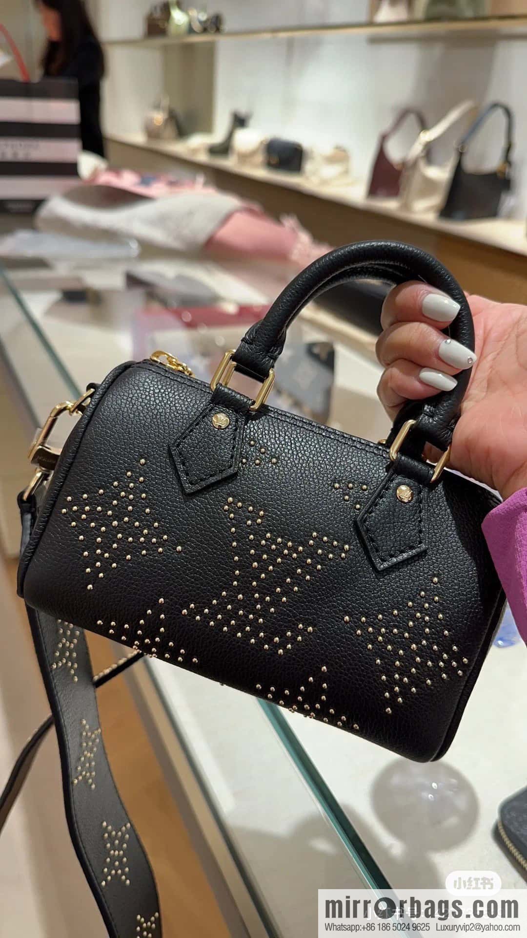 [Premium‑quality] M46745 black full leather willow nail pillow bag speedy series Nano Speedy handbag