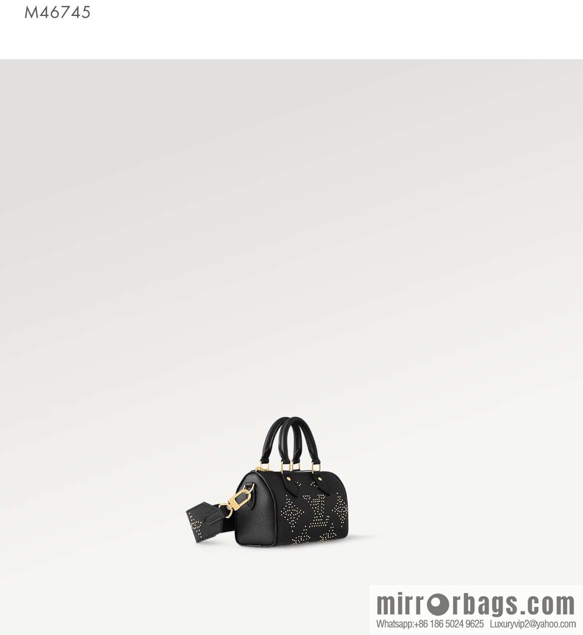 [Premium‑quality] M46745 black full leather willow nail pillow bag speedy series Nano Speedy handbag
