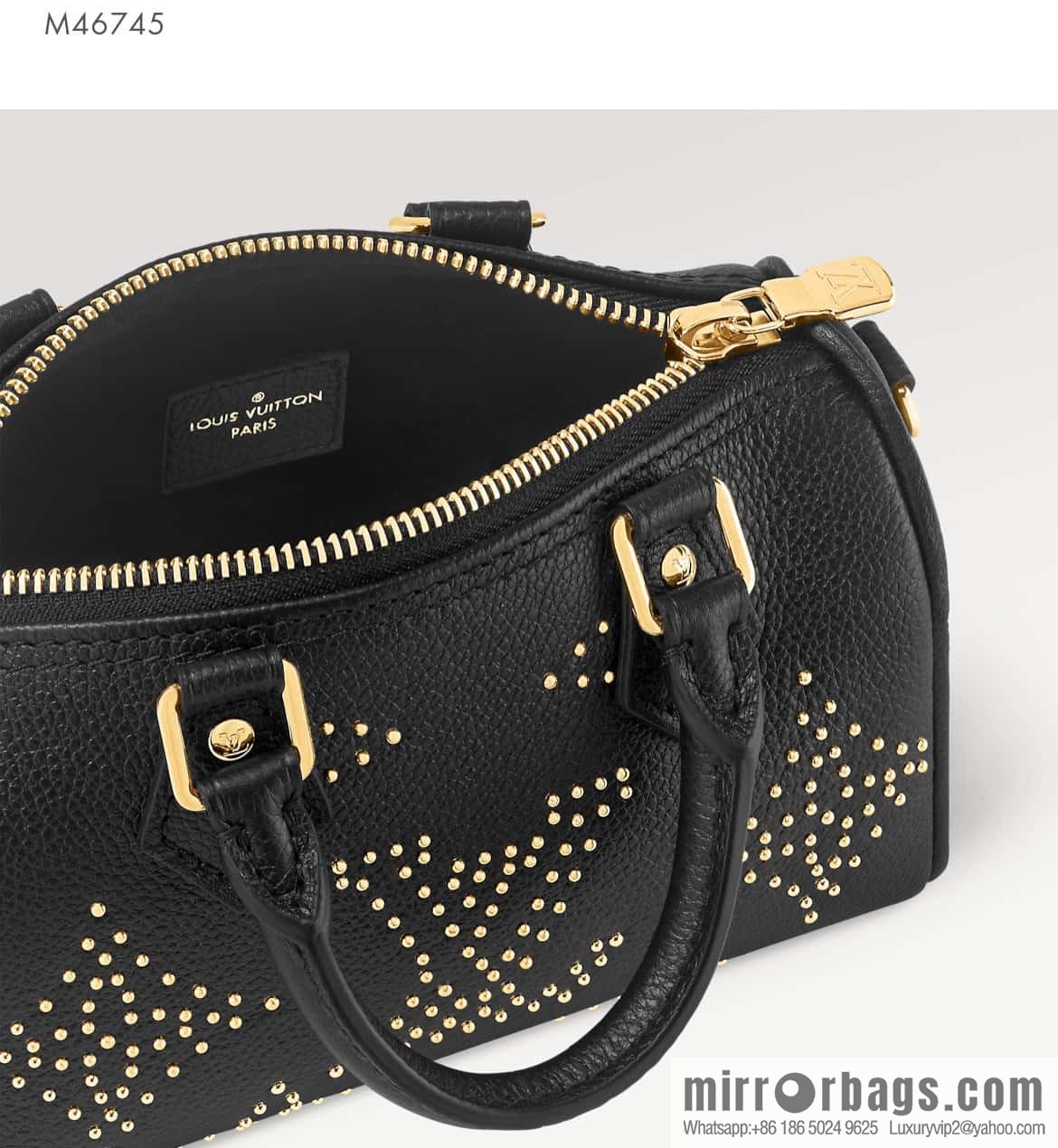 [Premium‑quality] M46745 black full leather willow nail pillow bag speedy series Nano Speedy handbag