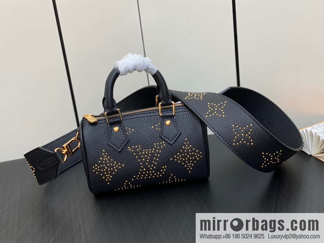 [Premium‑quality] M46745 black full leather willow nail pillow bag speedy series Nano Speedy handbag