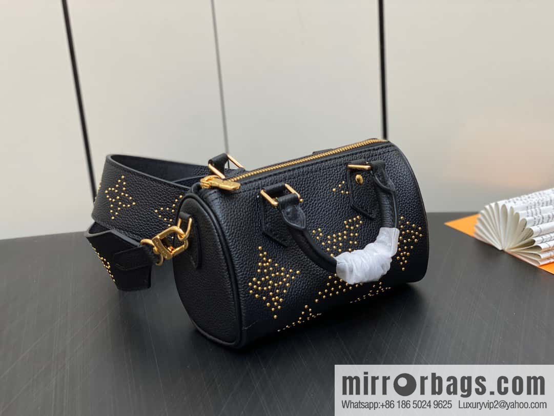 [Premium‑quality] M46745 black full leather willow nail pillow bag speedy series Nano Speedy handbag
