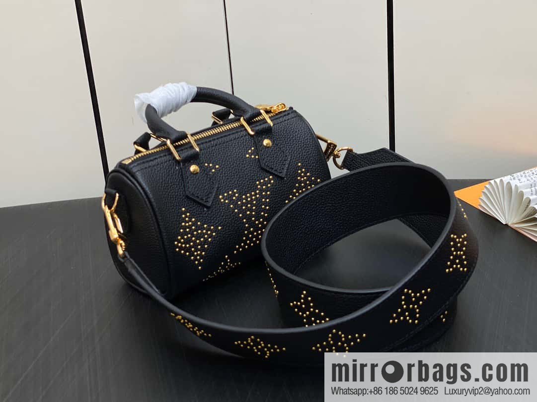 [Premium‑quality] M46745 black full leather willow nail pillow bag speedy series Nano Speedy handbag