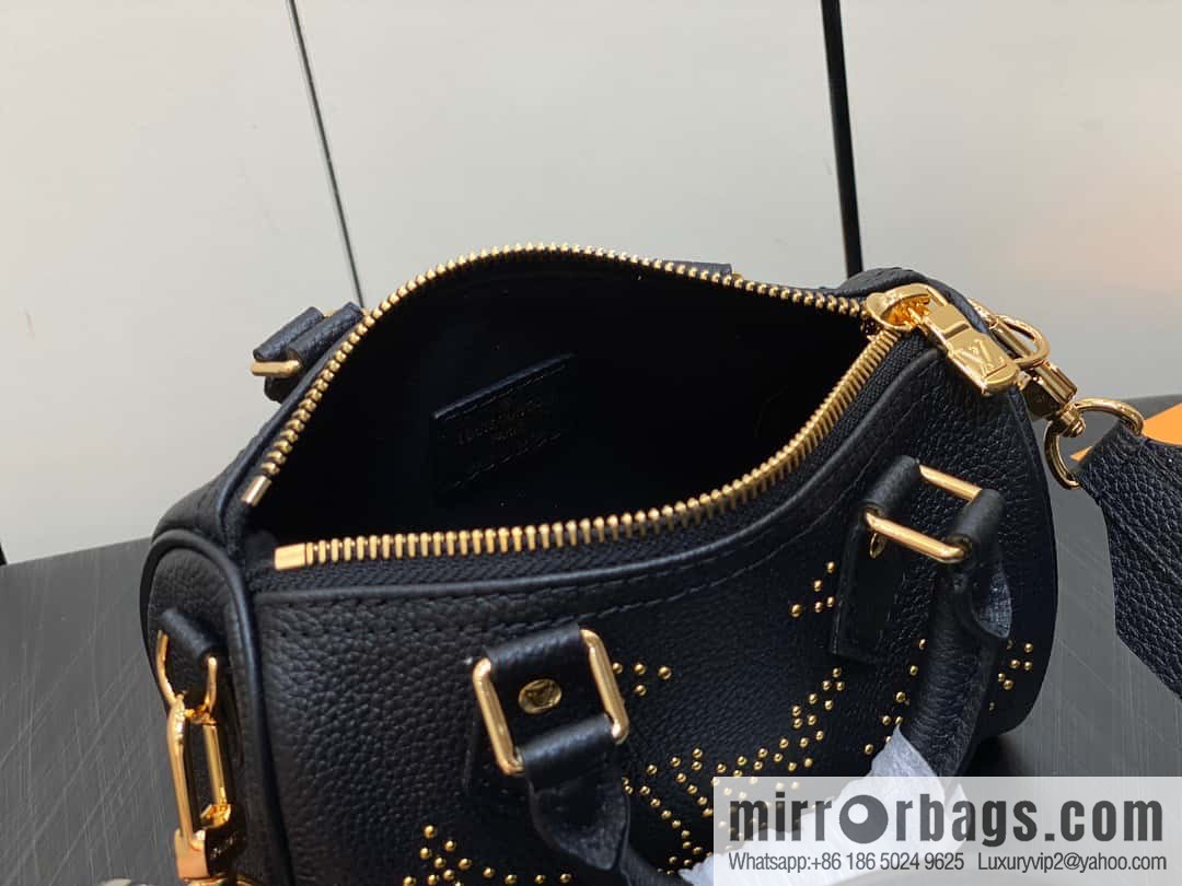 [Premium‑quality] M46745 black full leather willow nail pillow bag speedy series Nano Speedy handbag