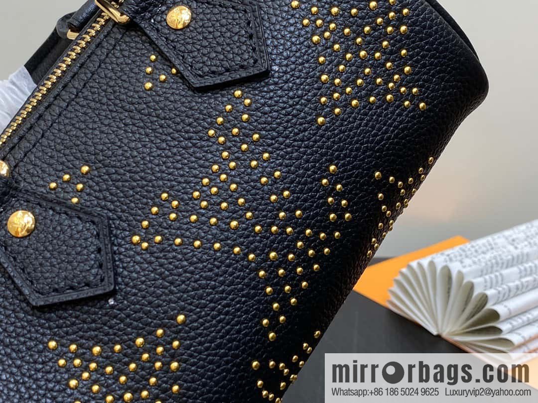 [Premium‑quality] M46745 black full leather willow nail pillow bag speedy series Nano Speedy handbag