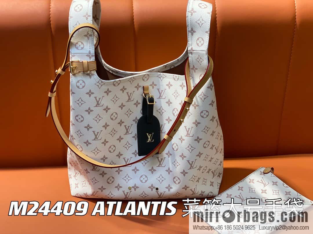 [Boutique‑grade] M24409 white flower shopping bag series ATLANTIS vegetable basket large handbag M46821 24409 white flower