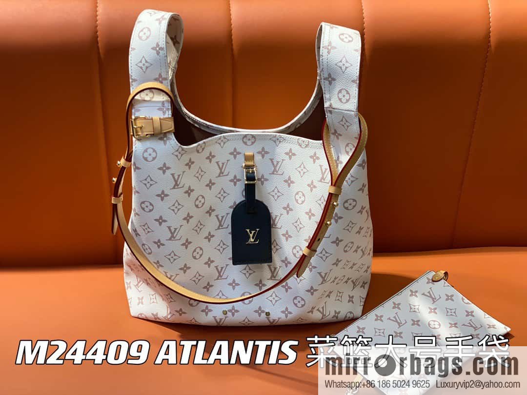 [Boutique‑grade] M24409 white flower shopping bag series ATLANTIS vegetable basket large handbag M46821 24409 white flower