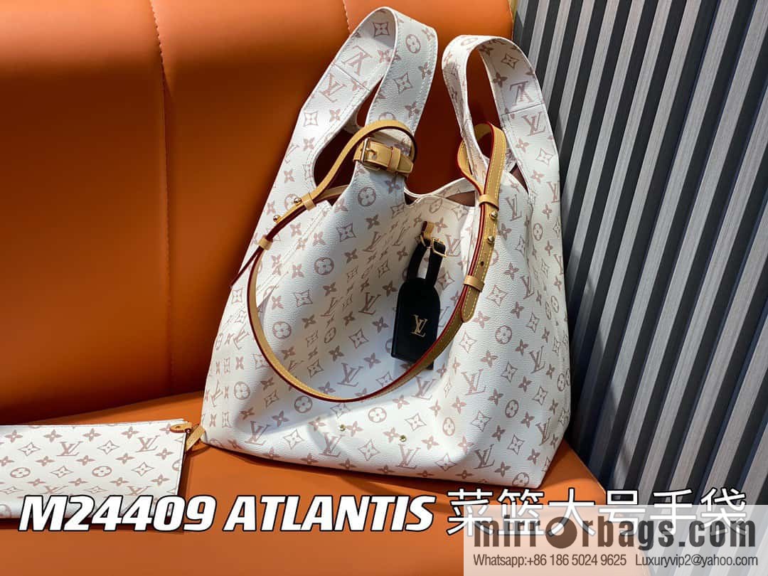 [Boutique‑grade] M24409 white flower shopping bag series ATLANTIS vegetable basket large handbag M46821 24409 white flower