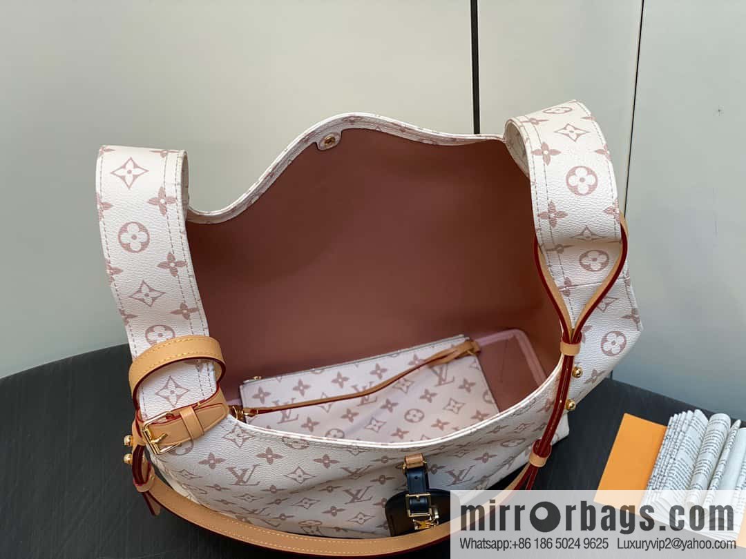 [Boutique‑grade] M24409 white flower shopping bag series ATLANTIS vegetable basket large handbag M46821 24409 white flower