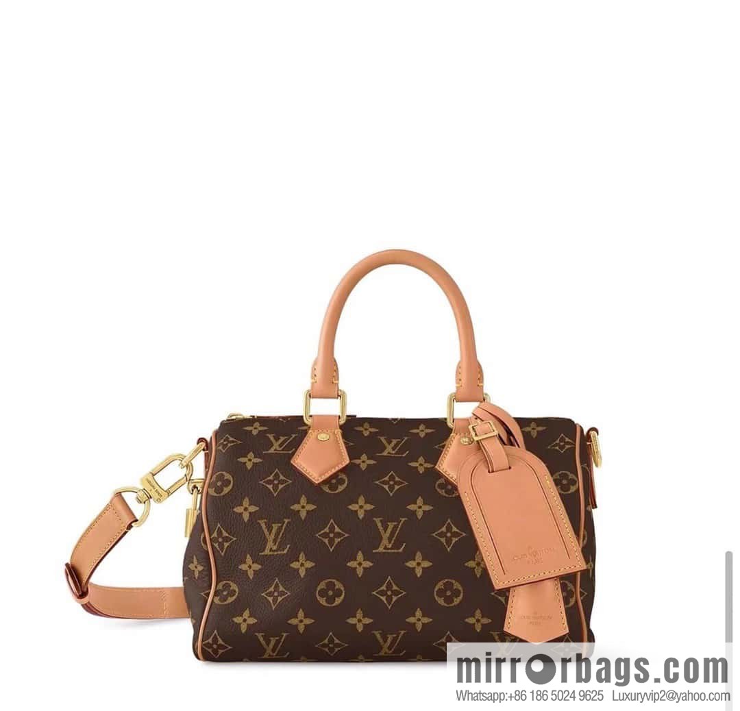[Boutique‑grade] M24443 brown, full leather pillow bag speedy series SPEEDY P9 BANDOULIIZRE25 handbag