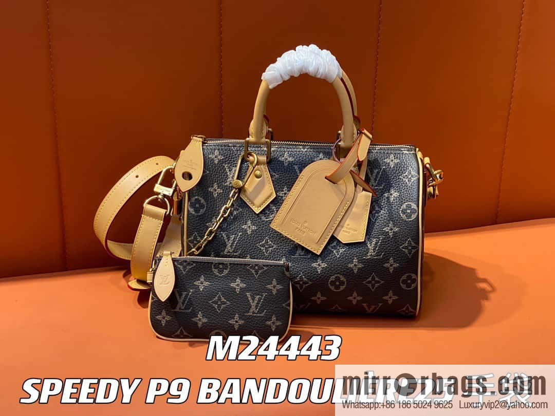 [Boutique‑grade] M24443 brown, full leather pillow bag speedy series SPEEDY P9 BANDOULIIZRE25 handbag