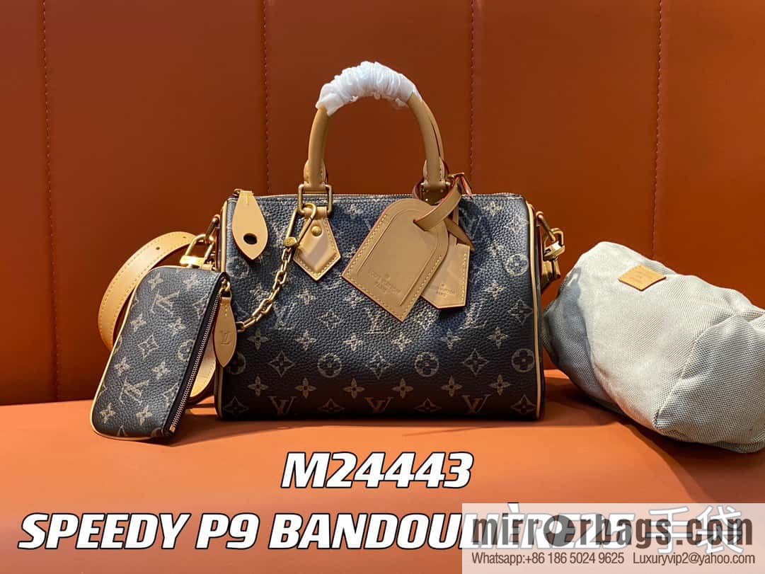 [Boutique‑grade] M24443 brown, full leather pillow bag speedy series SPEEDY P9 BANDOULIIZRE25 handbag