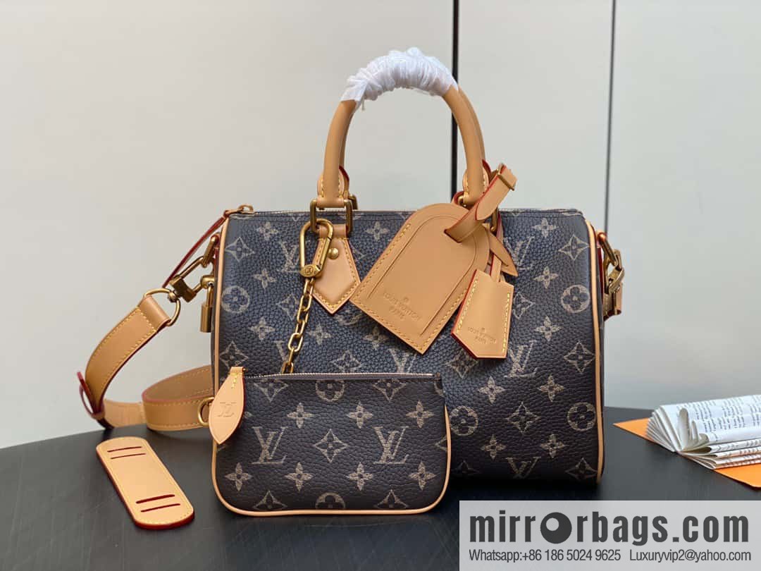[Boutique‑grade] M24443 brown, full leather pillow bag speedy series SPEEDY P9 BANDOULIIZRE25 handbag