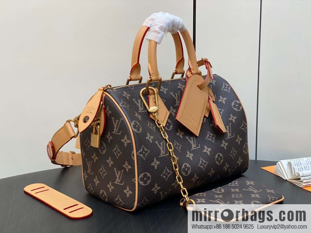 [Boutique‑grade] M24443 brown, full leather pillow bag speedy series SPEEDY P9 BANDOULIIZRE25 handbag