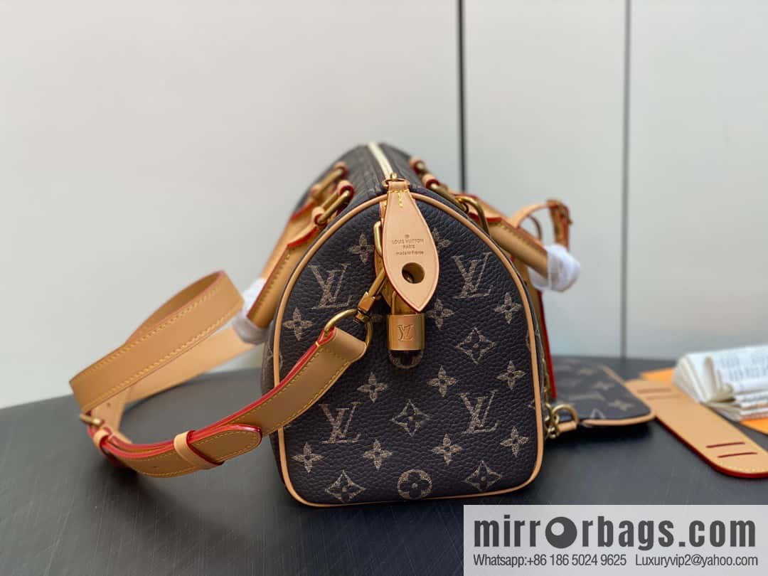 [Boutique‑grade] M24443 brown, full leather pillow bag speedy series SPEEDY P9 BANDOULIIZRE25 handbag