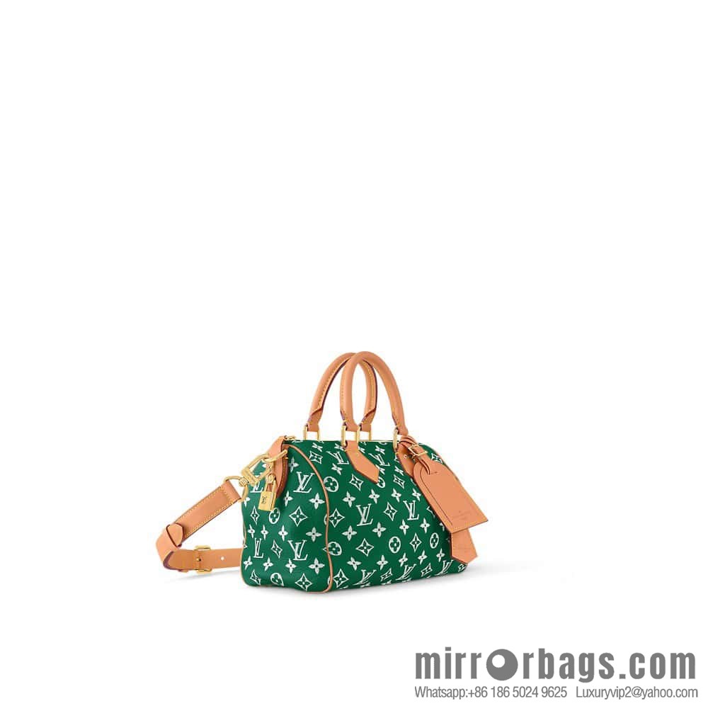 [Boutique‑grade] M24423 green, full leather pillow bag speedy series SPEEDY P9 BANDOULIIZRE25 handbag