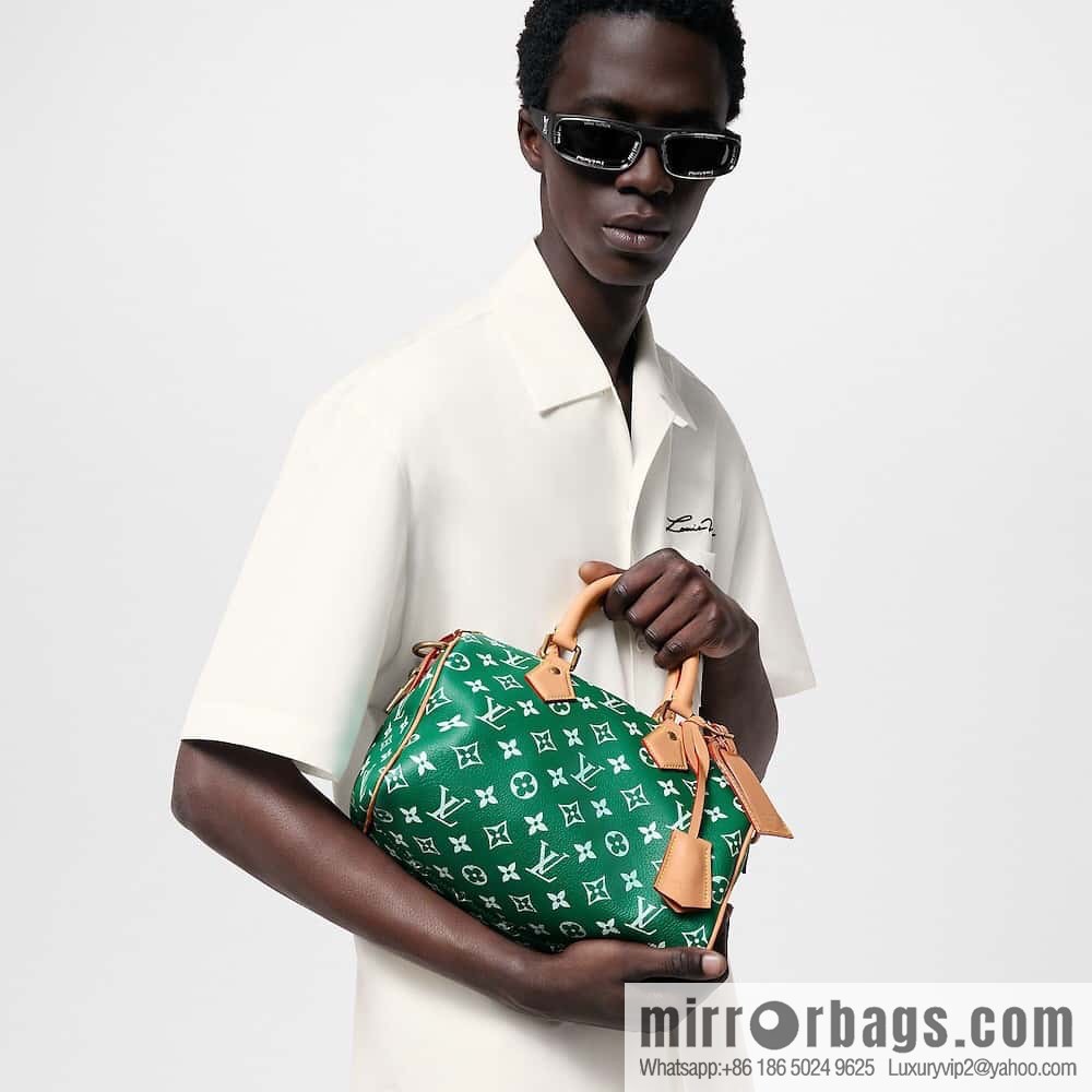 [Boutique‑grade] M24423 green, full leather pillow bag speedy series SPEEDY P9 BANDOULIIZRE25 handbag