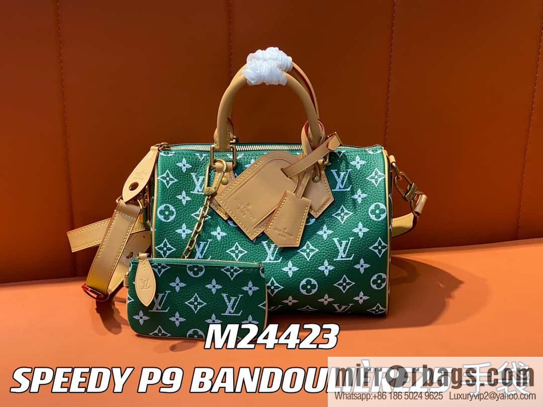 [Boutique‑grade] M24423 green, full leather pillow bag speedy series SPEEDY P9 BANDOULIIZRE25 handbag