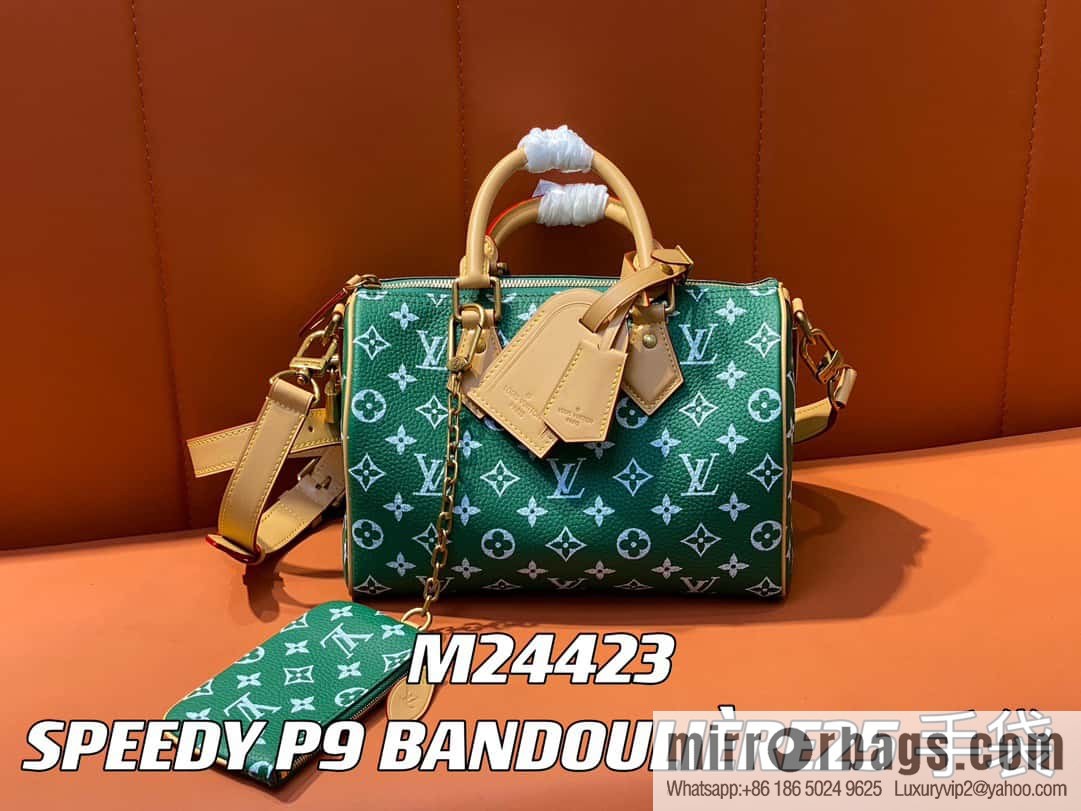 [Boutique‑grade] M24423 green, full leather pillow bag speedy series SPEEDY P9 BANDOULIIZRE25 handbag