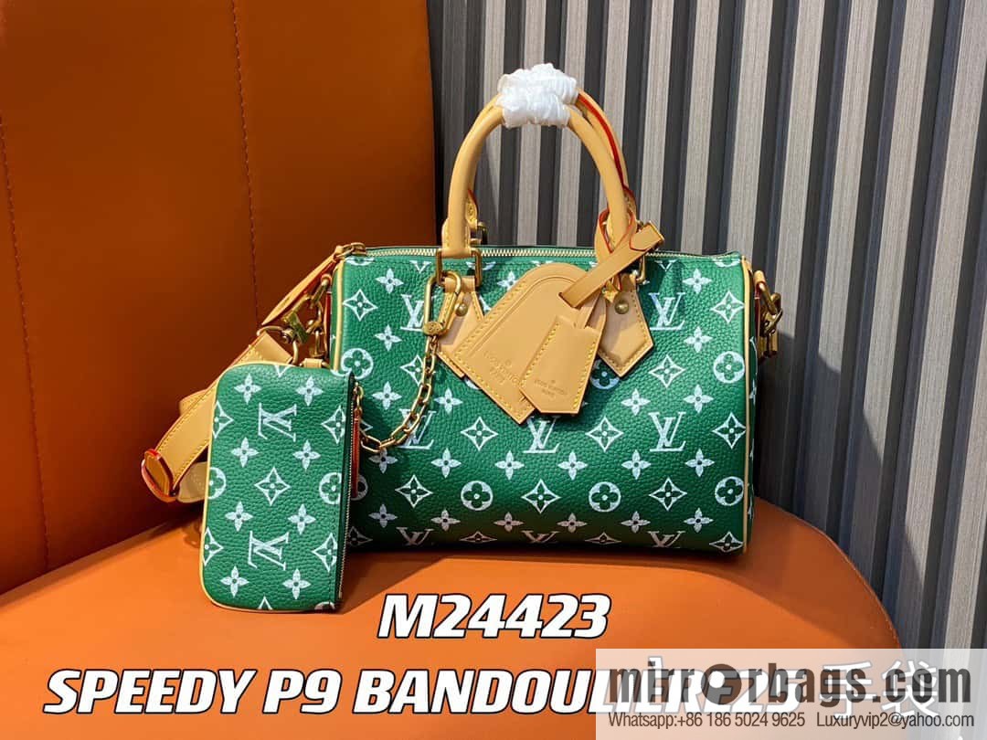 [Boutique‑grade] M24423 green, full leather pillow bag speedy series SPEEDY P9 BANDOULIIZRE25 handbag