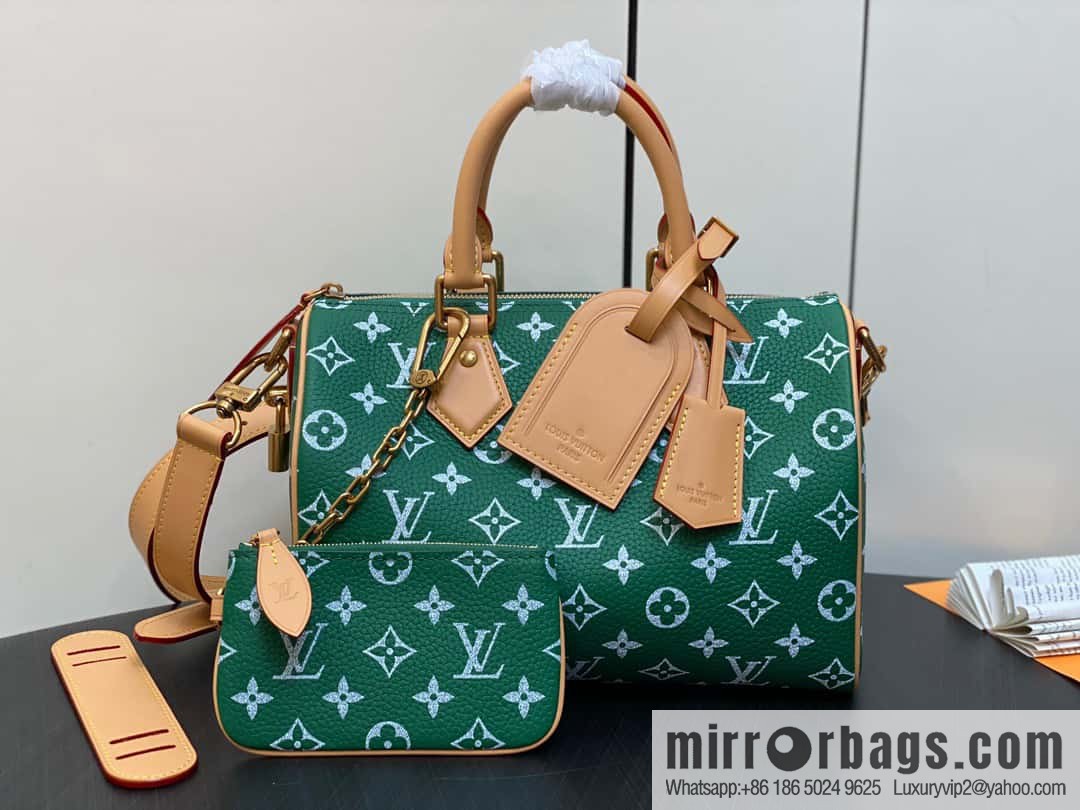 [Boutique‑grade] M24423 green, full leather pillow bag speedy series SPEEDY P9 BANDOULIIZRE25 handbag