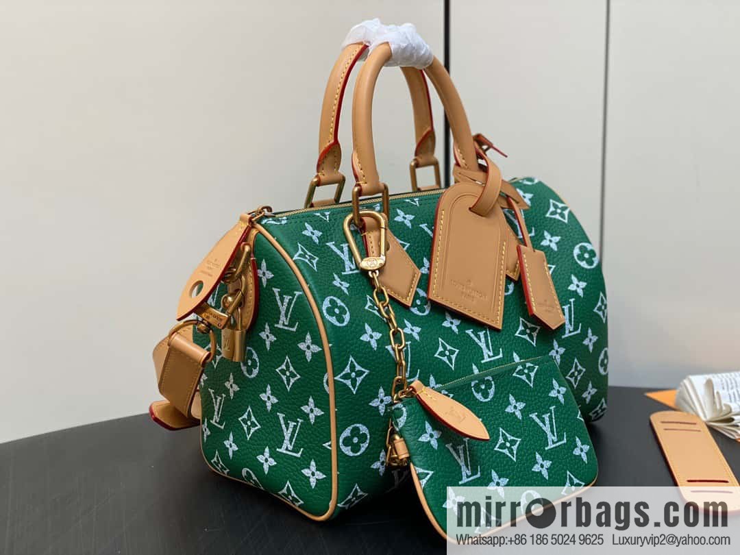 [Boutique‑grade] M24423 green, full leather pillow bag speedy series SPEEDY P9 BANDOULIIZRE25 handbag