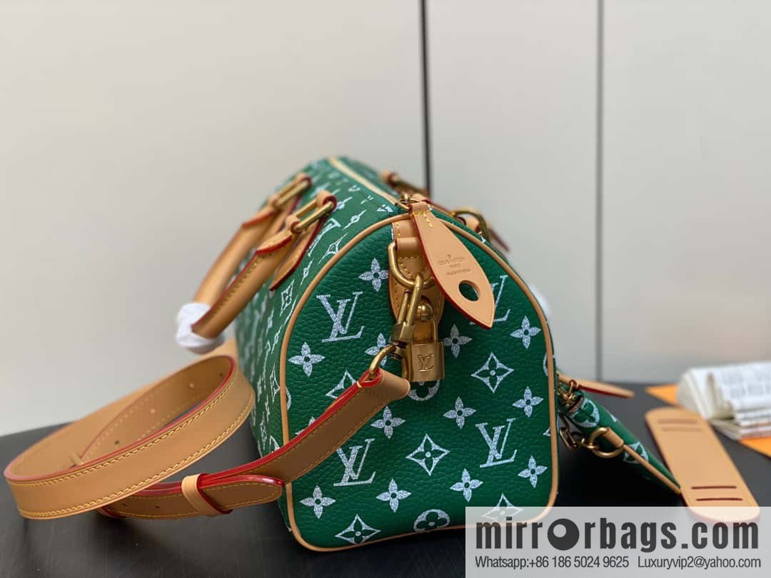 [Boutique‑grade] M24423 green, full leather pillow bag speedy series SPEEDY P9 BANDOULIIZRE25 handbag