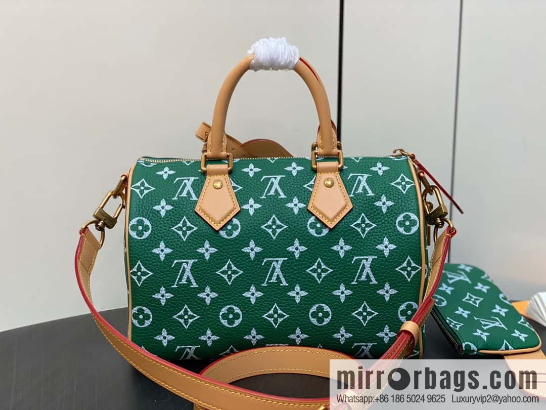 [Boutique‑grade] M24423 green, full leather pillow bag speedy series SPEEDY P9 BANDOULIIZRE25 handbag