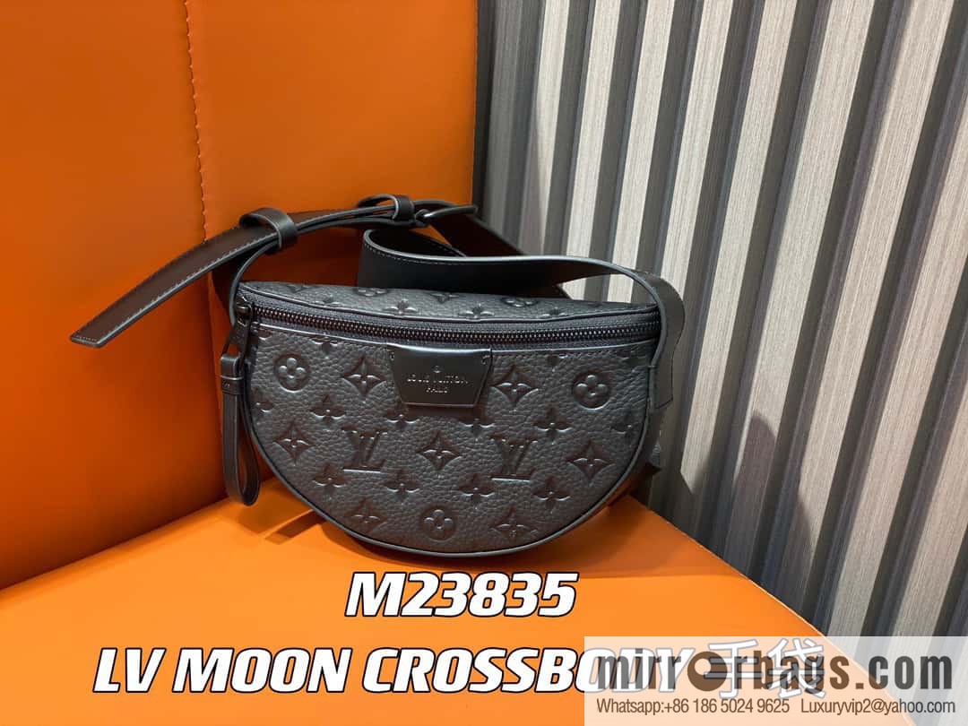 [Boutique‑grade] M23835 black full leather, men's bag moon bag series, new LV MOON CROSSBODY handbag in autumn and winter