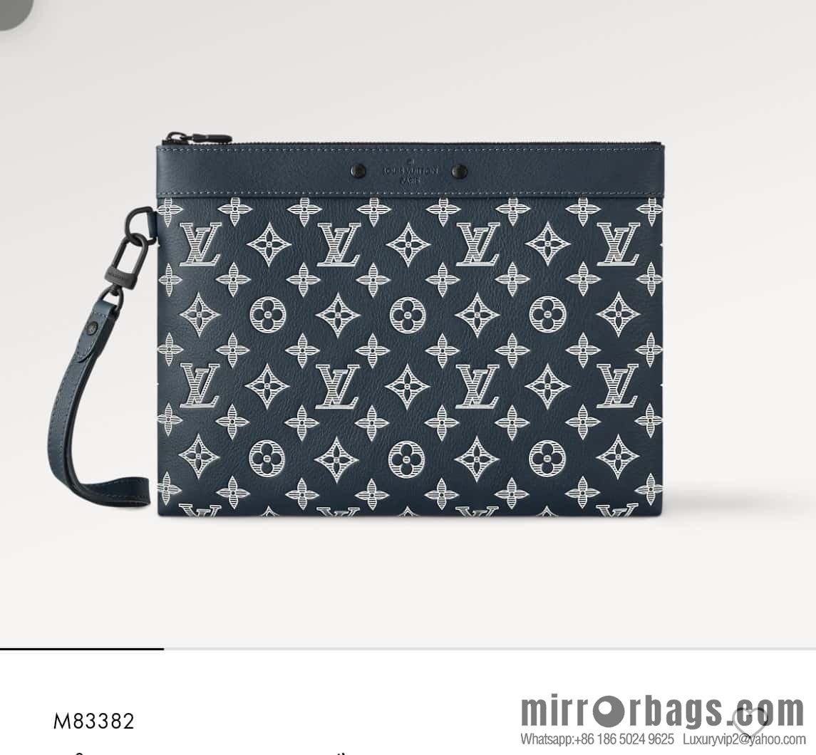 [Premium‑quality] M83382 blue silk screen, full leather clutch bag series