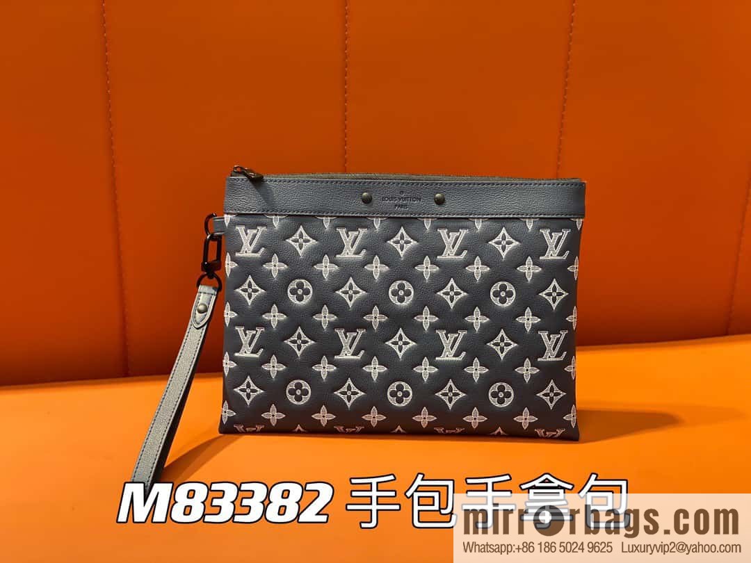 [Premium‑quality] M83382 blue silk screen, full leather clutch bag series