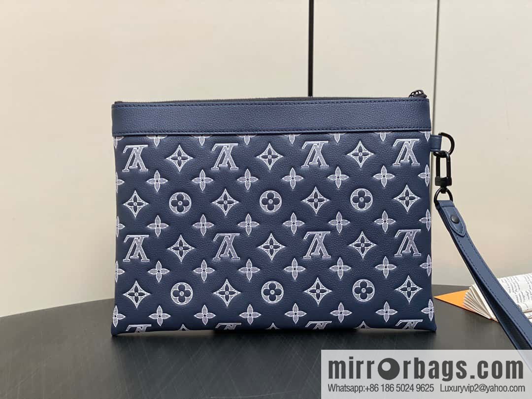 [Premium‑quality] M83382 blue silk screen, full leather clutch bag series