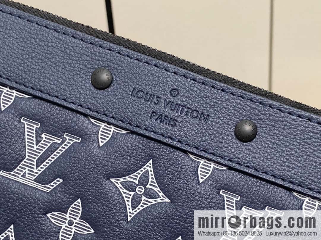 [Premium‑quality] M83382 blue silk screen, full leather clutch bag series
