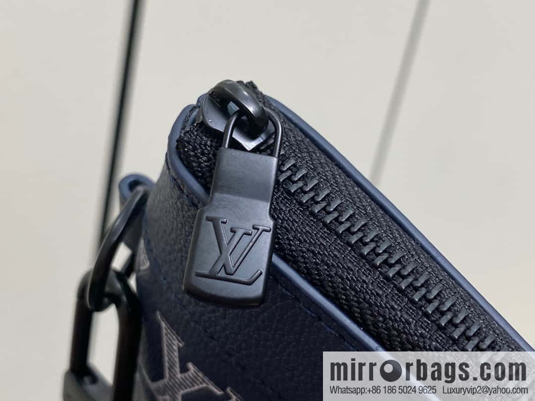 [Premium‑quality] M83382 blue silk screen, full leather clutch bag series