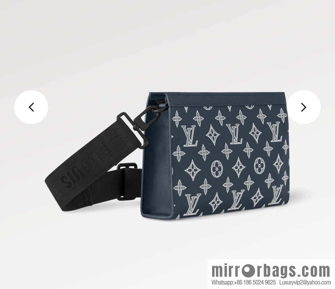 [Boutique‑grade] M83384 blue silk screen, full leather men's bag two-piece series GASTON mini handbag