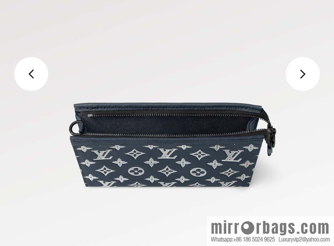 [Boutique‑grade] M83384 blue silk screen, full leather men's bag two-piece series GASTON mini handbag