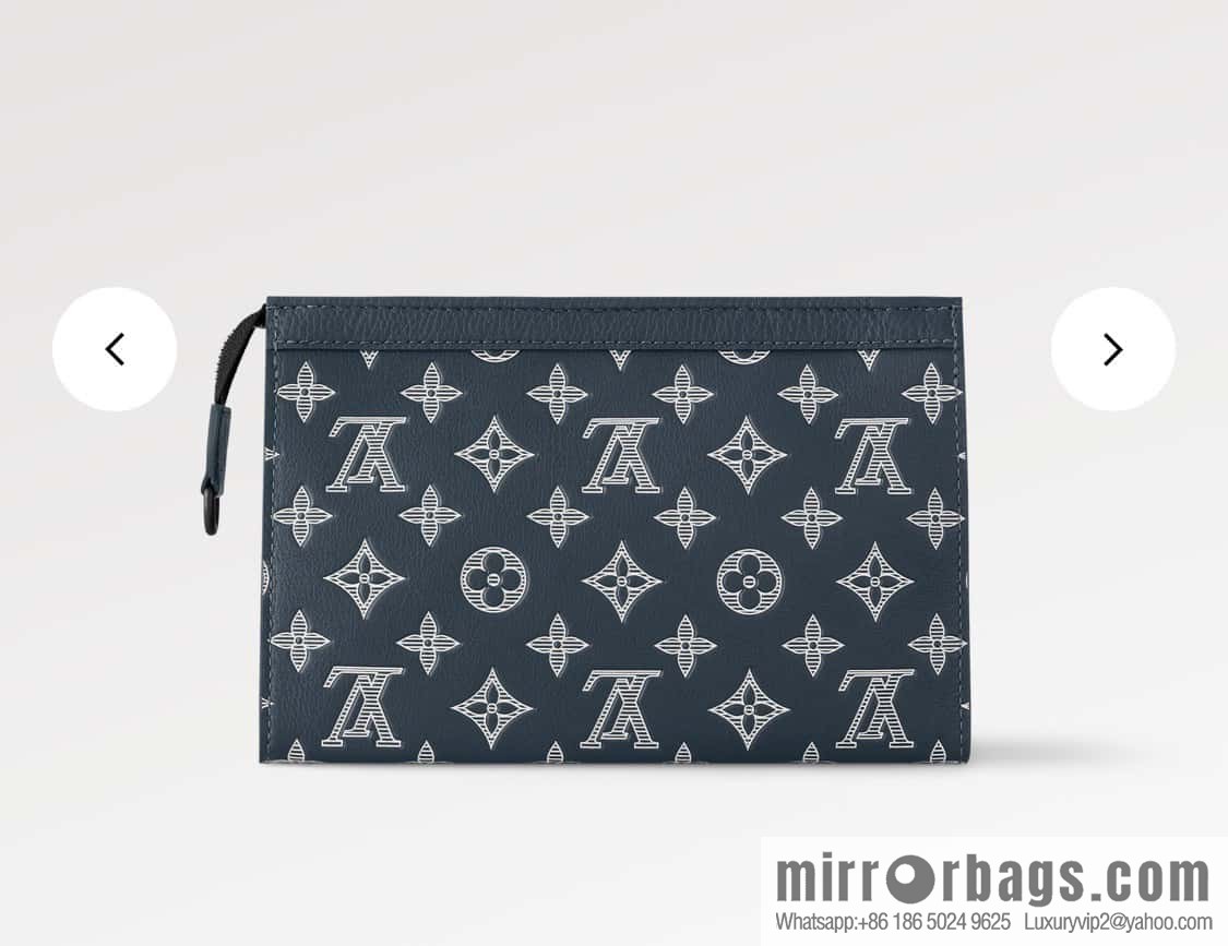 [Boutique‑grade] M83384 blue silk screen, full leather men's bag two-piece series GASTON mini handbag