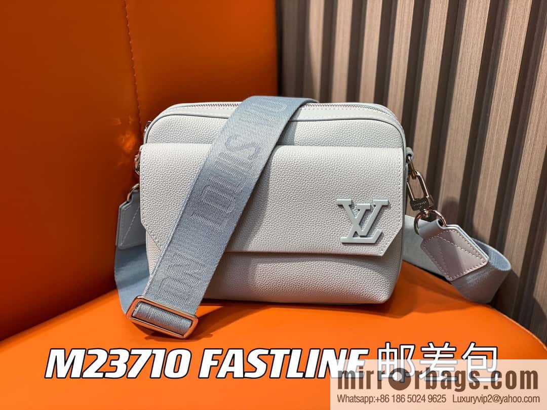 [Boutique‑grade] M23710 light blue, full leather men's bag messenger bag series, new FASTLINE messenger bag in autumn and winter