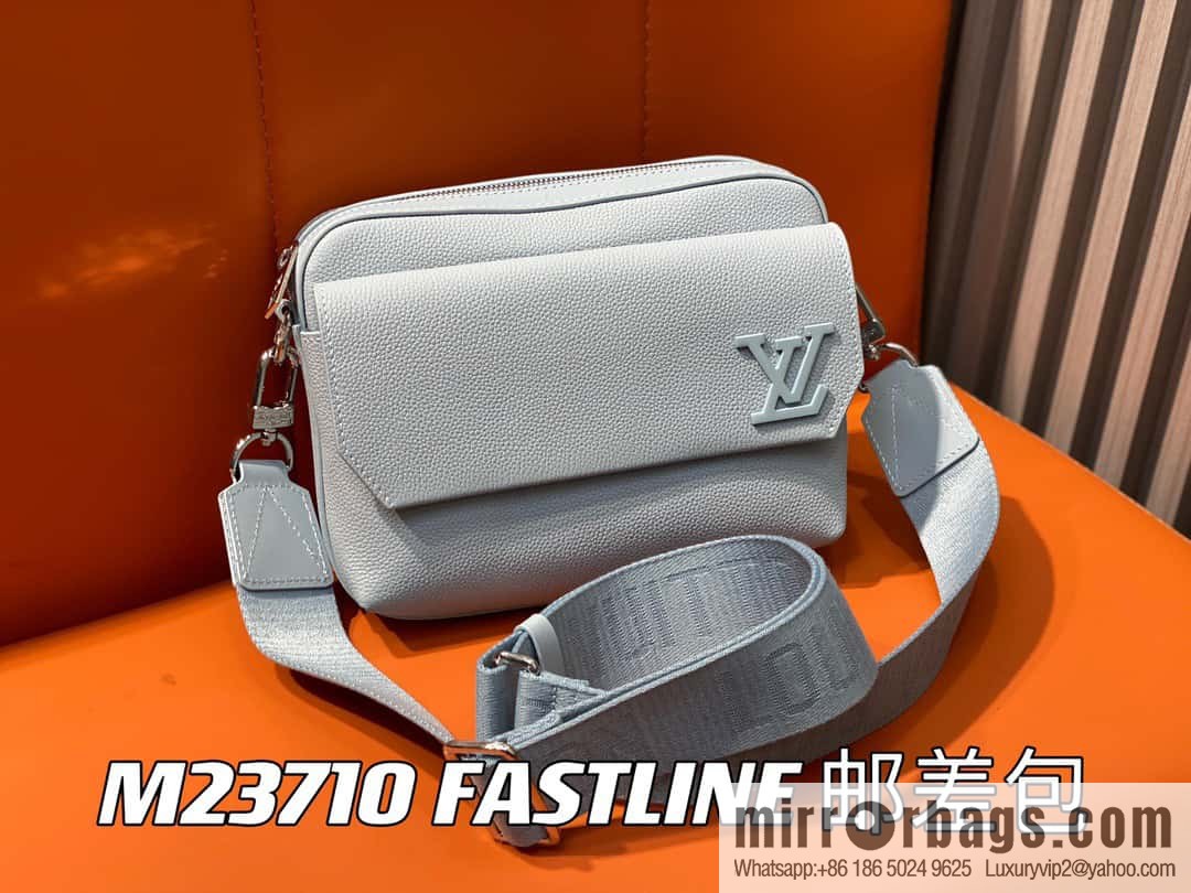[Boutique‑grade] M23710 light blue, full leather men's bag messenger bag series, new FASTLINE messenger bag in autumn and winter