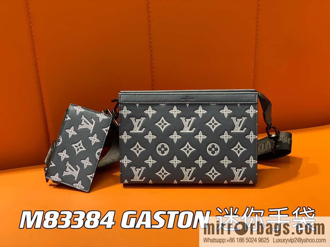[Boutique‑grade] M83384 blue silk screen, full leather men's bag two-piece series GASTON mini handbag