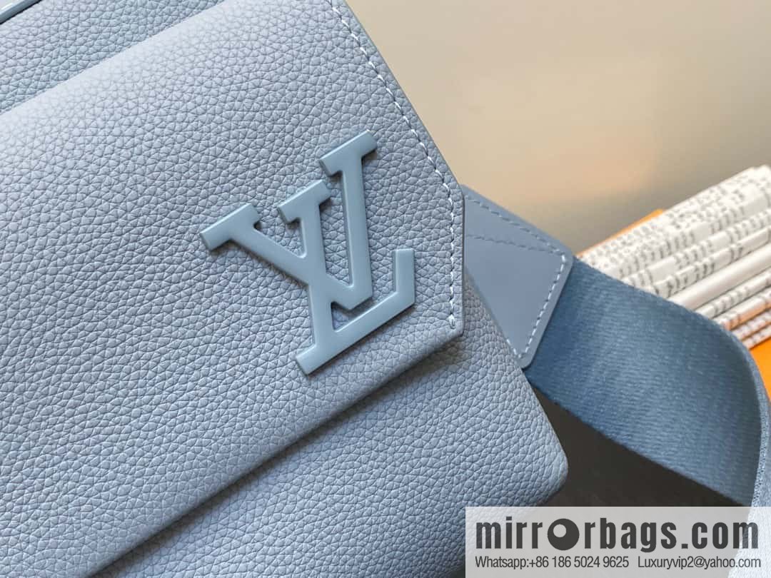 [Boutique‑grade] M23710 light blue, full leather men's bag messenger bag series, new FASTLINE messenger bag in autumn and winter