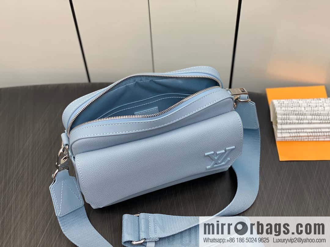 [Boutique‑grade] M23710 light blue, full leather men's bag messenger bag series, new FASTLINE messenger bag in autumn and winter