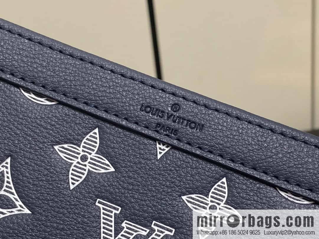 [Boutique‑grade] M83384 blue silk screen, full leather men's bag two-piece series GASTON mini handbag